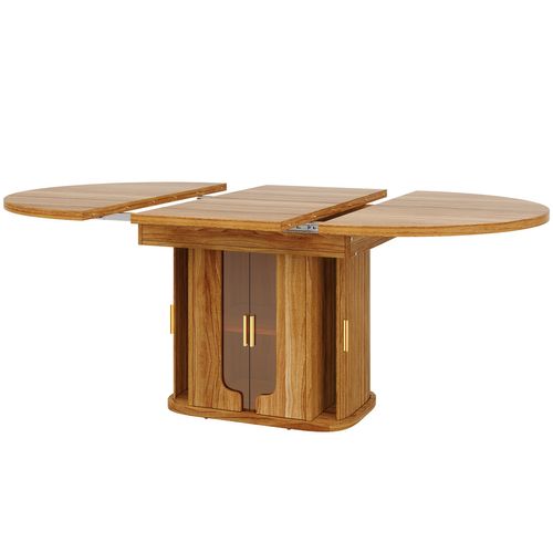 Table De Salle à Manger Extensible 118-158 Cm Avec 2 Portes Et 2 Portes Coulissantes Bois