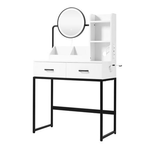 Coiffeuse Avec Miroir LED Et Tabouret Noir
