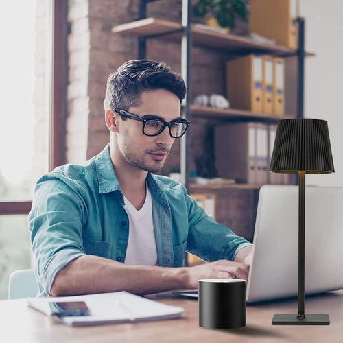 Lampe De Table 11x11x25.5-40.5 Cm, 3 Modes D’éclairage, Rechargeable 3w, Hauteur Réglable, Noir