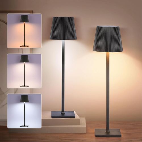 Lampe De Table 11x11x25.5-40.5 Cm, 3 Modes D’éclairage, Rechargeable 3w, Hauteur Réglable, Noir