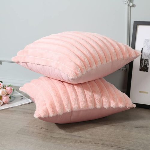 Housses De Coussin 45x45cm, Lot De 2, Fermeture Éclair Dissimulée, Velours Simple Face, Rose