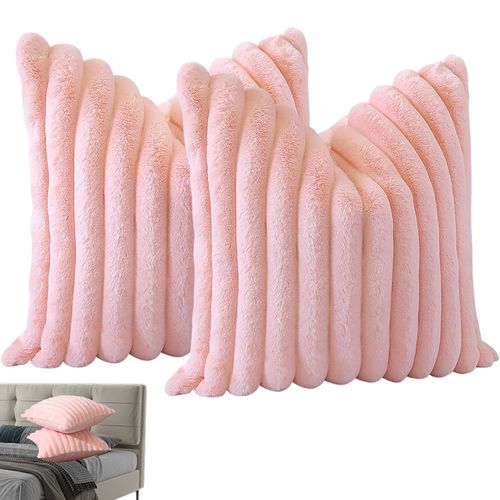 Housses De Coussin 45x45cm, Lot De 2, Fermeture Éclair Dissimulée, Velours Simple Face, Rose