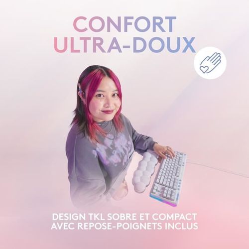 Clavier Gamer - Filaire - G713 - Mécanique - Repose-poignet - Switch Tactile Gx Brown - White Mist