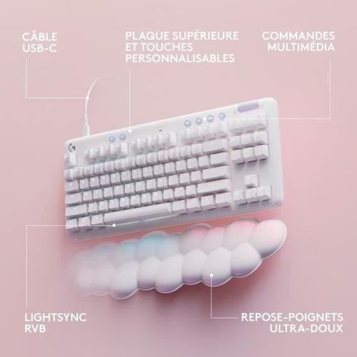 Clavier Gamer - Filaire - G713 - Mécanique - Repose-poignet - Switch Tactile Gx Brown - White Mist