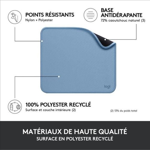 Tapis De Souris - Série Studio - Glissement Facile - Bleu Gris