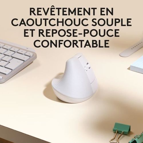 Souris - Sans Fil - Lift Ergonomique Verticale - Blanc - Droitier - Pour Mac