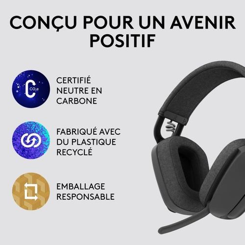 Casque PC Logitech Zone Vibe 100 Casque D''écoute Léger Sans Fil Avec Micro Anti-bruit - Graphite