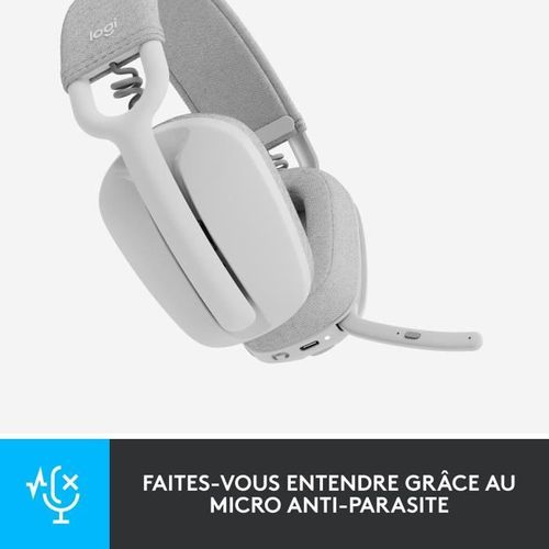 Casque PC Logitech Zone Vibe 100 Casque D''écoute Léger Sans Fil Avec Micro Anti-bruit - Blanc