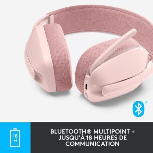 Casque PC Logitech Zone Vibe 100 Casque D''ecoute Leger Sans Fil Avec Micro Anti-bruit - Rose