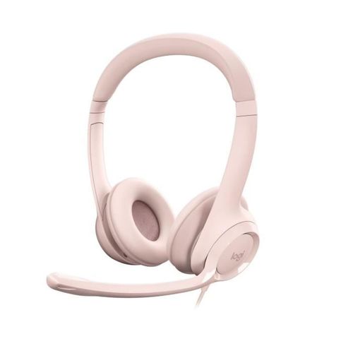 Casque - Filaire - Logitech - H390 - Stéréo, Microphone Intégré, Antibruit - Rose