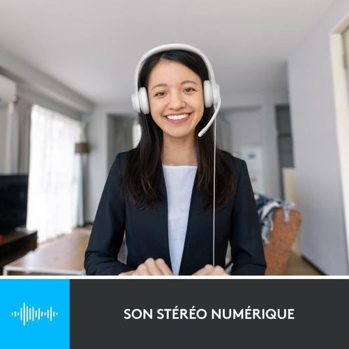 Casque - Filaire - Logitech - H390 - Stéréo, Microphone Intégré, Antibruit - Blanc