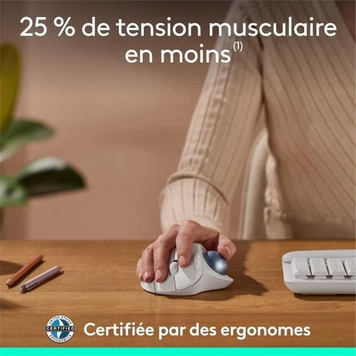 Souris Ergonomique - Sans Fil - Ergo M575s - Blanc