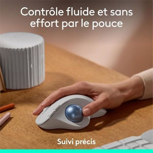 Souris Ergonomique - Sans Fil - Ergo M575s - Blanc