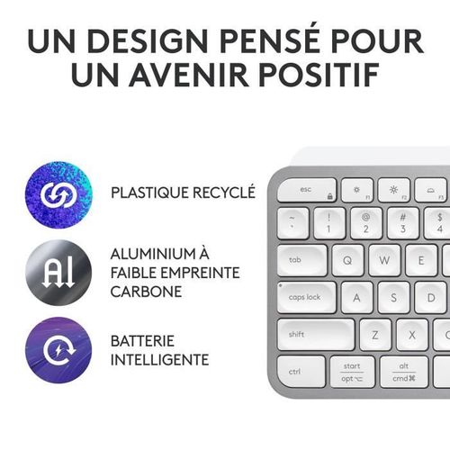 Clavier - Sans Fil - Mx Keys S - Rétroéclairé - Azerty - Blanc