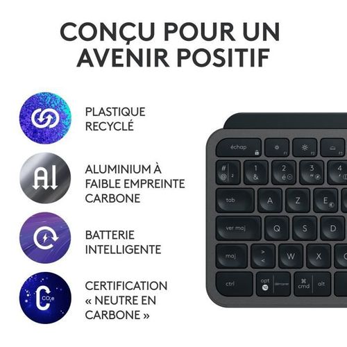Ensemble Clavier Souris - Sans Fil - Mx Keys S - Azerty - Rétroéclairé - Graphite