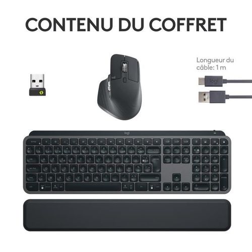 Ensemble Clavier Souris - Sans Fil - Mx Keys S - Azerty - Rétroéclairé - Graphite