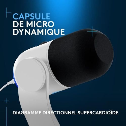 Microphone Logitech G Yeti Gx Gaming Rvb Dynamique Avec Lightsync Pour PC/mac - Blanc