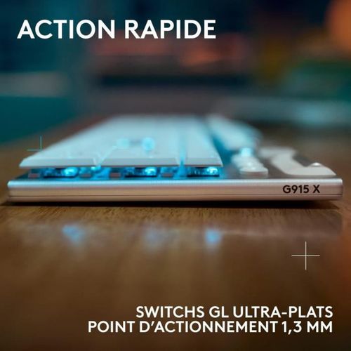 Clavier Gamer - Sans Fil - Logitech G - G915 X - Switch Tactile - Azerty - Blanc