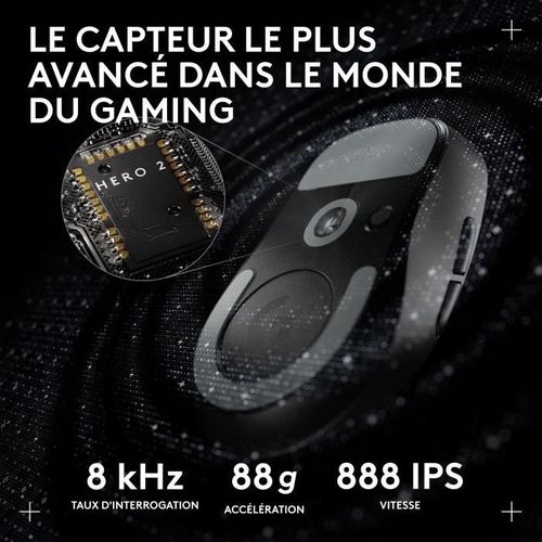 Souris Gamer - Sans Fil - Logitech - G Pro X Superlight 2 Dex - Noir