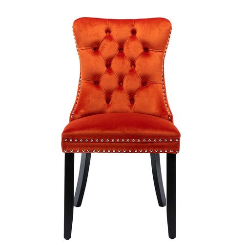 Ensemble De Chaises De Salle à Manger, Avec Pieds En Bois, Bois Massif, Velours,orange