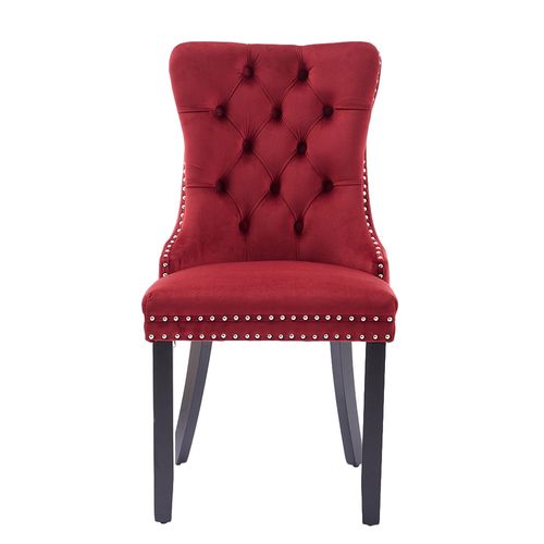 Ensemble De Chaises De Salle à Manger, Avec Pieds En Bois, Bois Massif, Velours,rouge