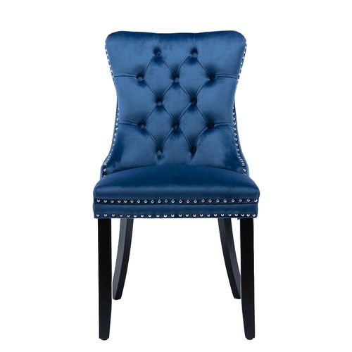 Ensemble De Chaises De Salle à Manger, Avec Pieds En Bois, Bois Massif, Velours,bleu