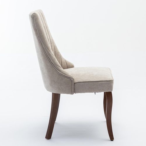 Ensemble De Salle à Manger, 2 Pièces, Revêtement En Tissu Doux Avec Pieds En Bois Massif, Lin, Beige