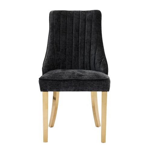 Ensemble de salle à manger, 2 pièces, pieds en acier inoxydable plaqué or, lin, noir