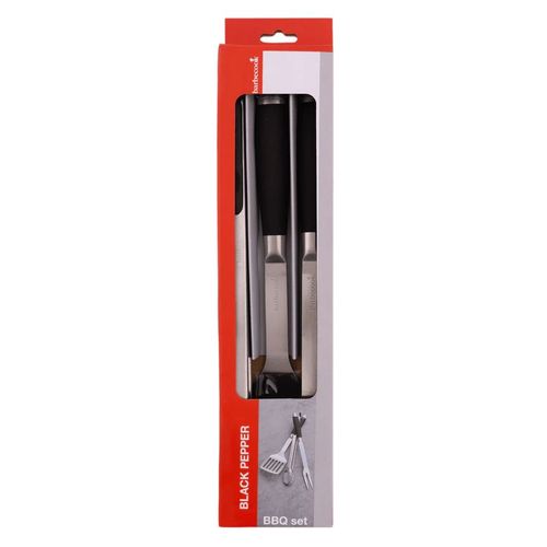 Set D'ustensiles De Barbecue Inox 44cm Avec Poignée Silicone Barbecook