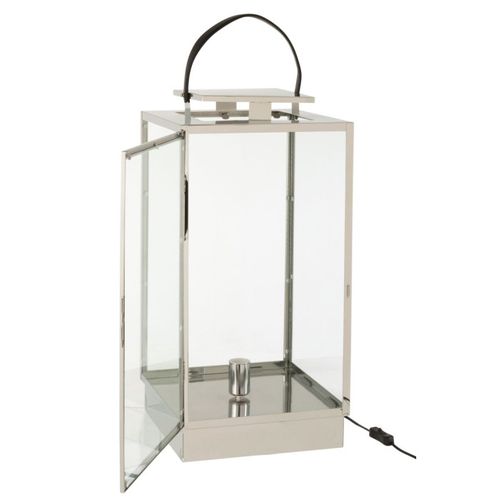 Lanterne En Verre "rosalinda" 76cm Argent