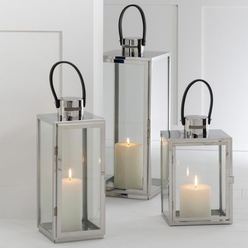 Lanterne En Verre "rosalinda" 76cm Argent