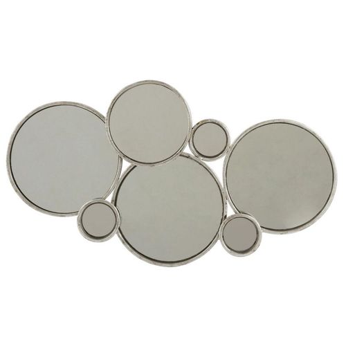Miroir Mural Design "6 Ronds" 57cm Argent