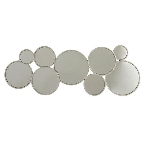 Miroir Mural Design "9 Ronds" 84cm Argent