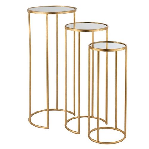 Lot De 3 Tables Gigognes "léo Miroir" 80cm Or