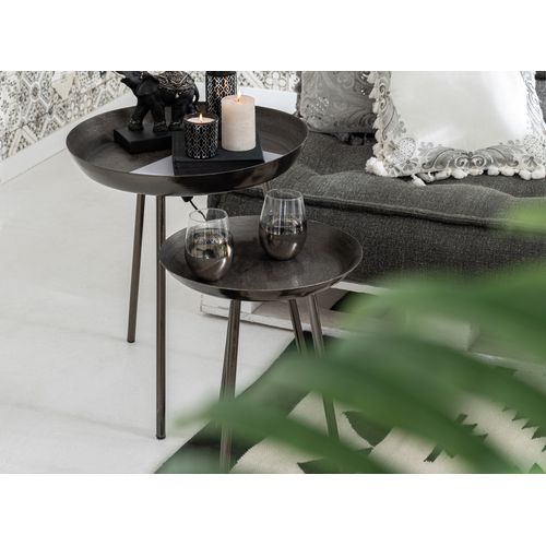 Lot De 3 Tables D'appoint Rondes "cario" 50cm Gris