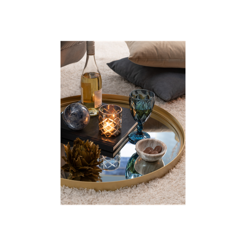 Miroir Rond En Métal Doré à Bord Haut D60 - Pako