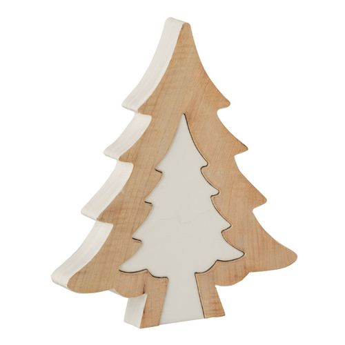 Sapin De Noël à Poser "puzzle" 30cm Blanc et Naturel