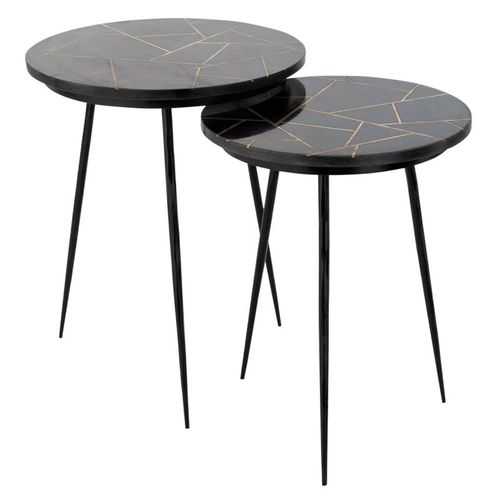 Lot De 2 Tables Gigognes "lolita" 56cm Or et Noir