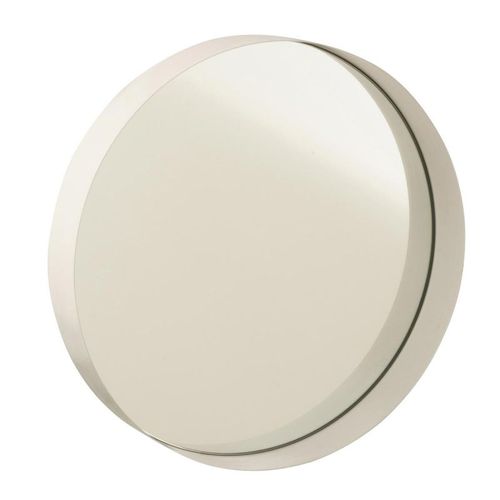 Miroir Mural Rond Déco "bord Métal" 30cm Blanc