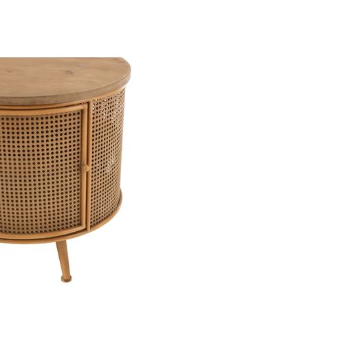 Bout De Canapé Rond En Bois Et En Métal Avec Rangement D60 - Detroit