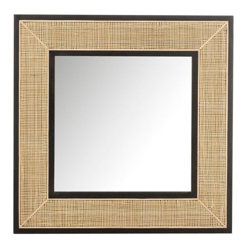 Miroir Mural En Rotin "molly" 80cm Naturel et Noir