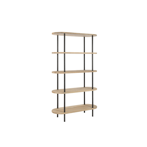 Bibliothèque En Bois De Manguier Et En Métal 5 Tablettes - Sali