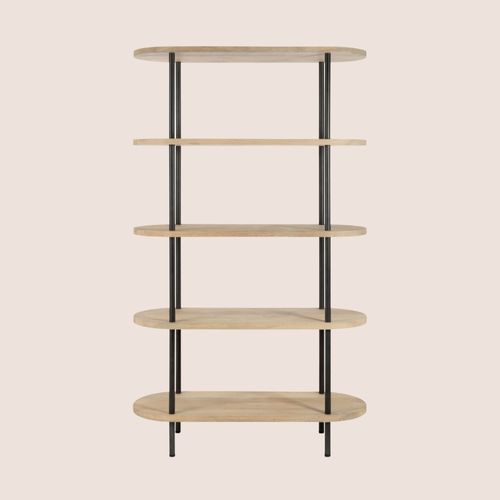 Bibliothèque En Bois De Manguier Et En Métal 5 Tablettes - Sali