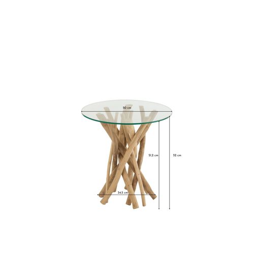 Bout De Canapé Rond En Teck Et Verre D50 - Cham