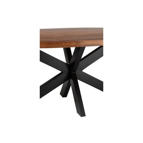 Table De Salle à Manger Ovale En Acacia Et Métal Noir L210 - Edgar