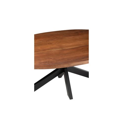 Table De Salle à Manger Ovale En Acacia Et Métal Noir L210 - Edgar