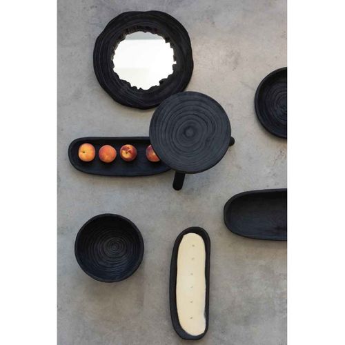 Miroir Mural Déco En Bois "jenny" 42cm Noir