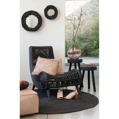 Miroir Mural Déco En Bois "jenny" 42cm Noir