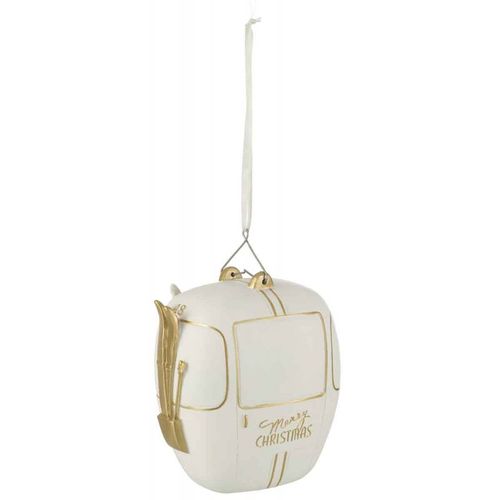 Boule De Noël "téléphérique" 20cm Blanc et Or