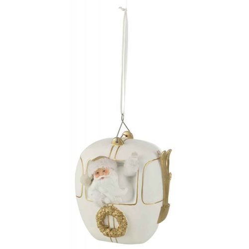 Boule De Noël "téléphérique" 20cm Blanc et Or